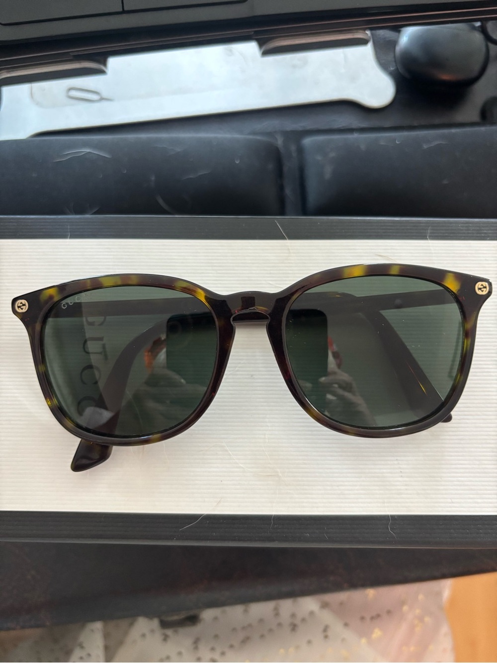 Gucci Tortoiseshell Sunglasses with Green Lenses
